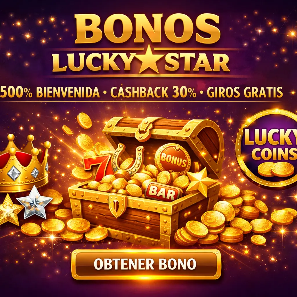 Bonos Lucky Star - bienvenida 500%, cashback 30%